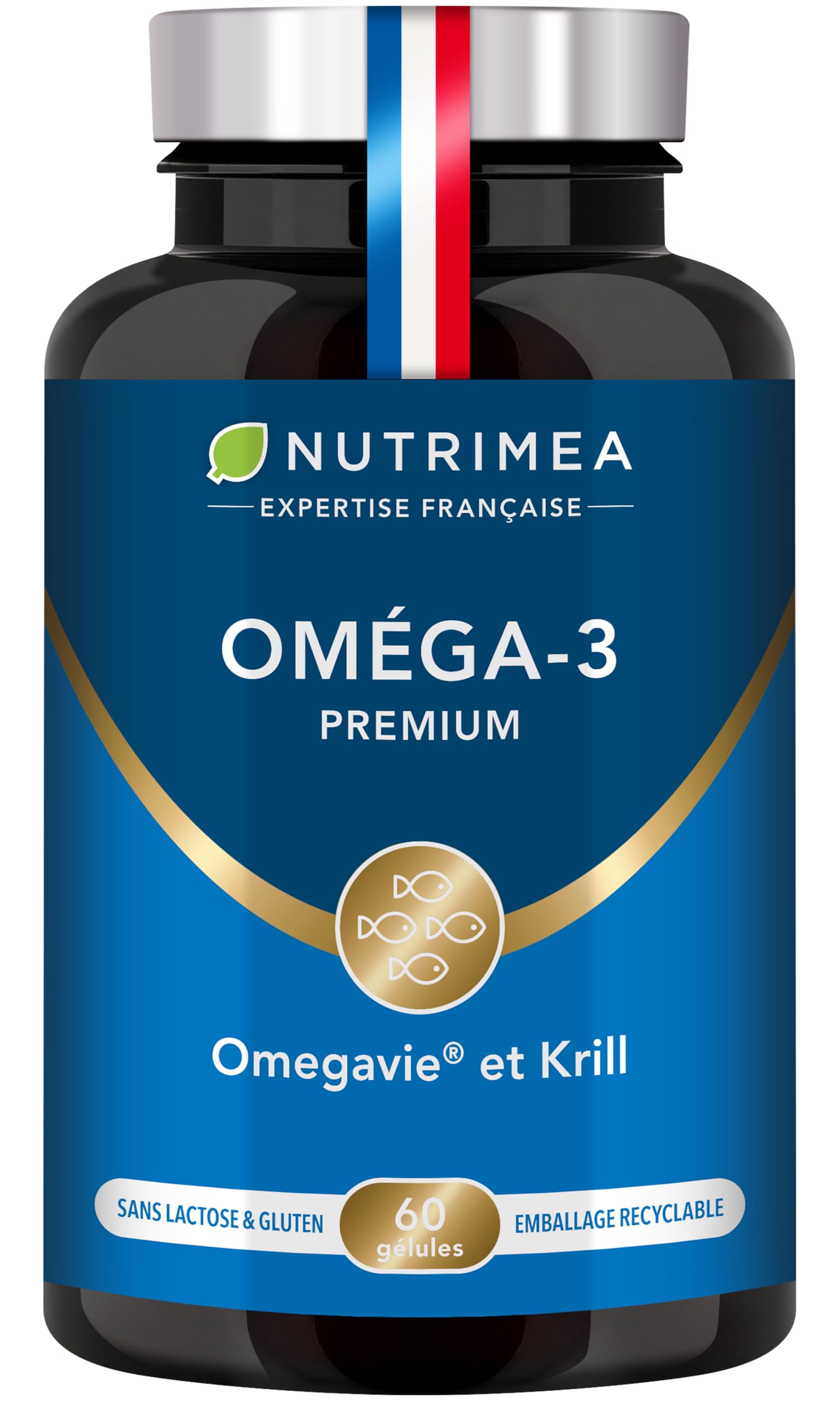 Omega 3 & Antarctic Krill | Patented Omegavie® | Wild Fish Oil | Natural Antioxidant | Cognition & Immune System | Astaxanthin Concentrate | Made in France | Nutrimea