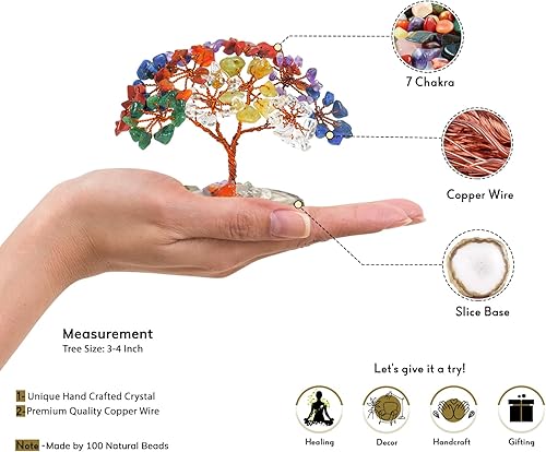 Miniatura 4 de YATSKIA Árbol de la vida de chakras, árbol de cristal de piedras preciosas para energía, decoración de piedras de chakras, decoración de dinero de