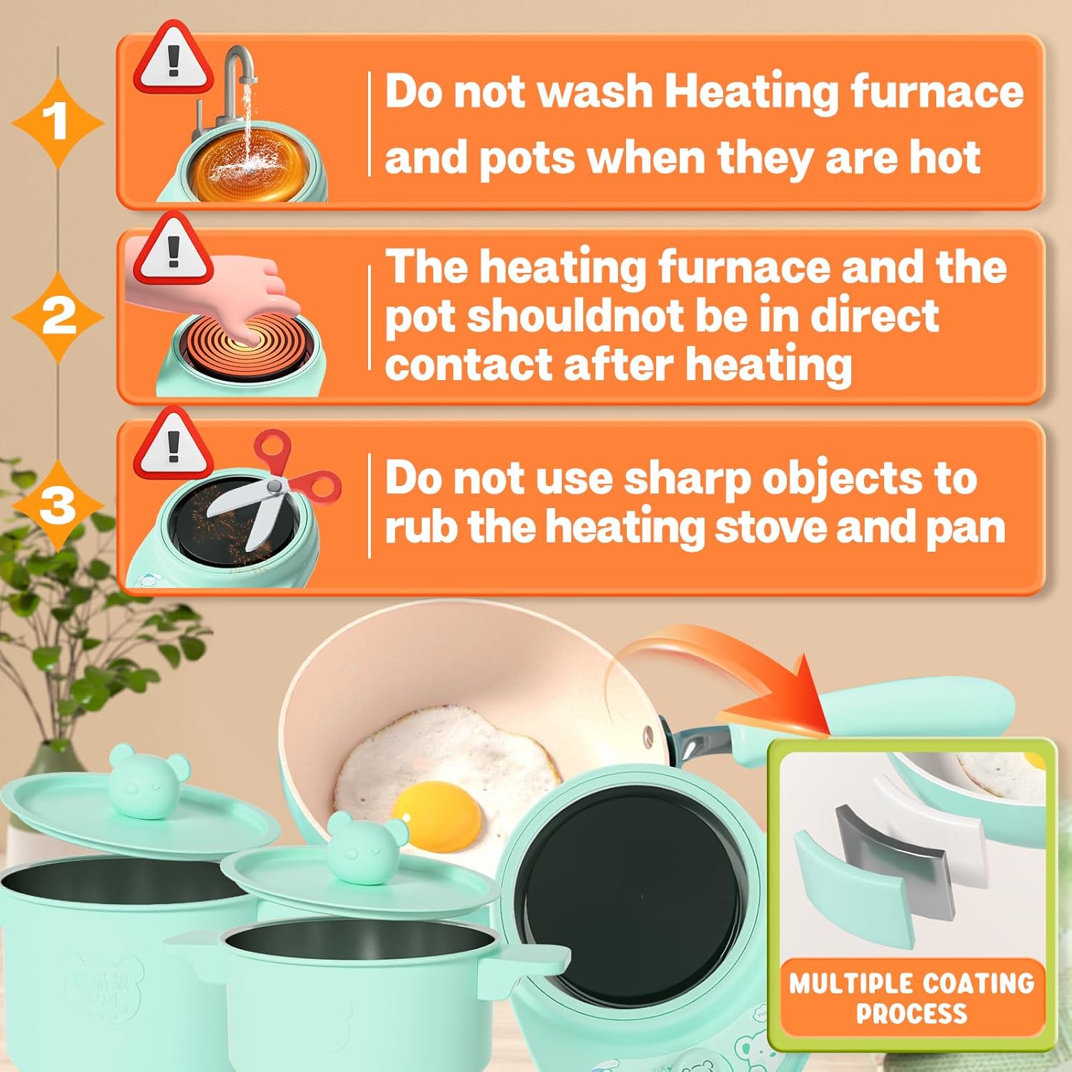 Kids Cooking Set Real Montessori Kitchen Safe Easy Tools Making for Beginner Educational (Green)