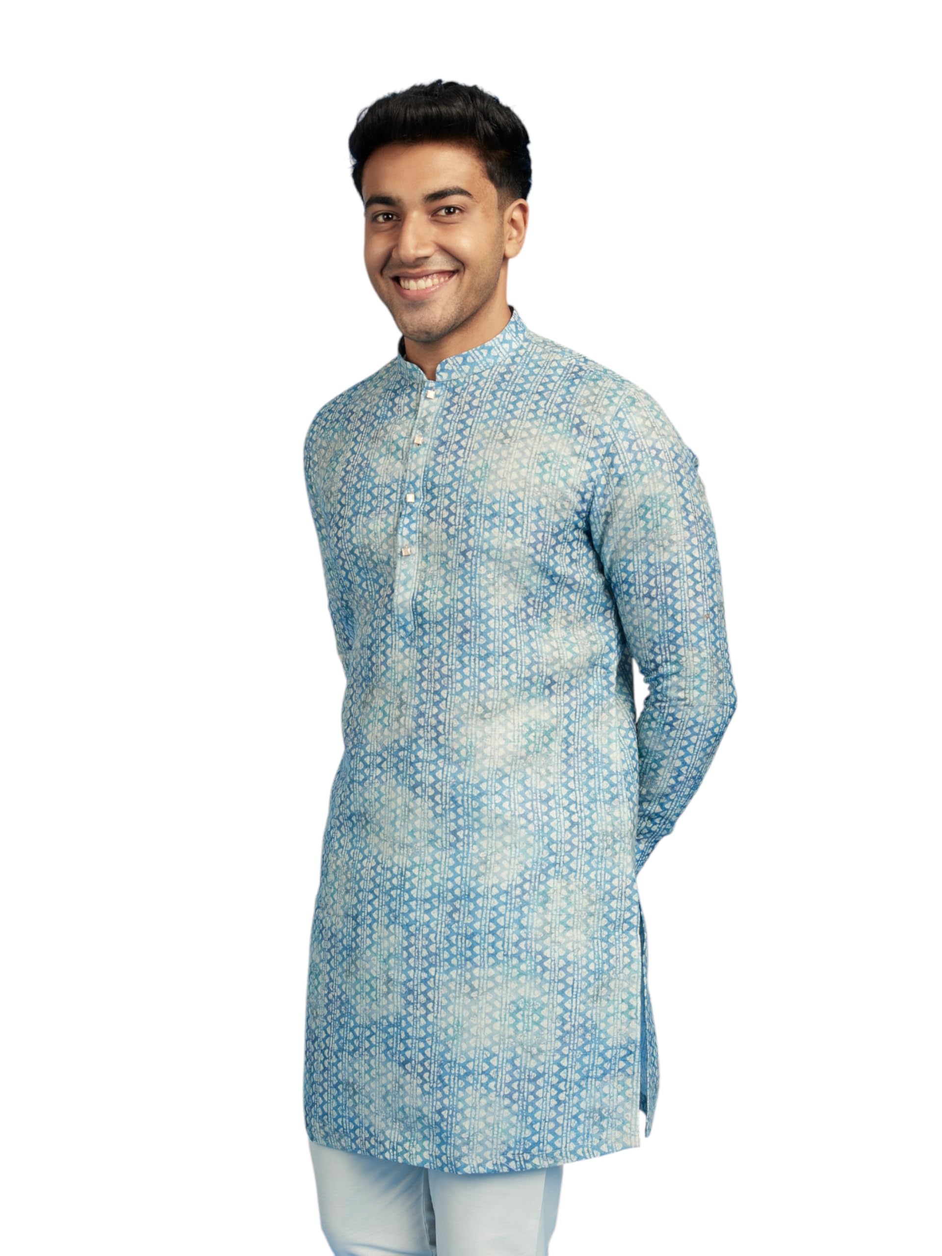 diwas by manyavar Men's Cotton Blend Printed Mid-Length Kurta (1pc)-picture-34