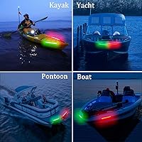 Vista 4 de Botepon Luces de navegación – Luces de proa LED, verde y rojo, pesca nocturna, cubierta, IP67 impermeable para pontón, bote auxiliar, kayak, barco