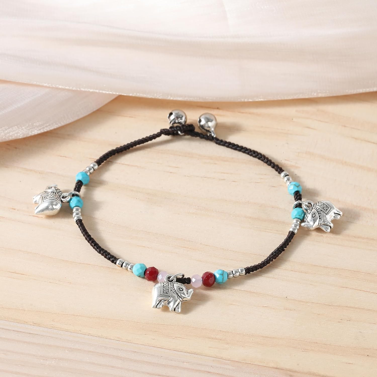 Feng Shui Luck Charms Bracelet,Adjustable Tibetan Buddhist Bracelet with 2 bells Anxiety Bracelet, Good Luck Natural Stone Beaded Bracelets for Women - Image 5
