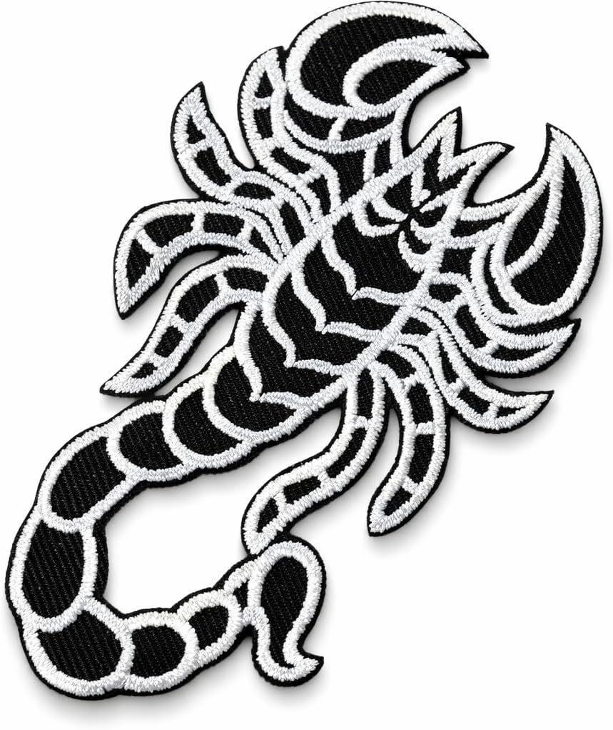 Scorpion Iron On Patch – Embroidered Scorpion Symbol Patch with Bold Design for Jackets, Vests, Backpacks