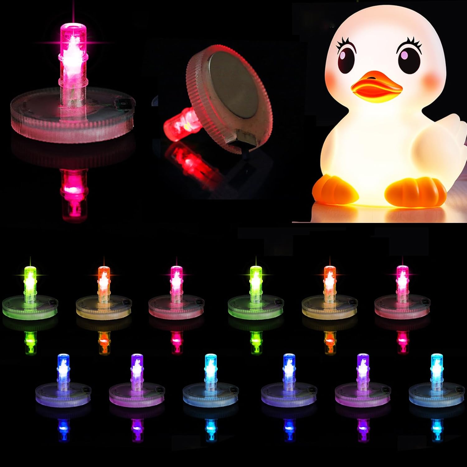 12Pcs LED Light Duck Plug, 16 Luminous Modes Rubber Duck Mount, Holder for Jeep Dash Display