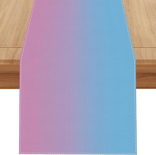 Camino de mesa de lino azul y rosa para revelación de género, primavera, verano, otoño, invierno, baby shower, revelación de género, hogar, cocina,