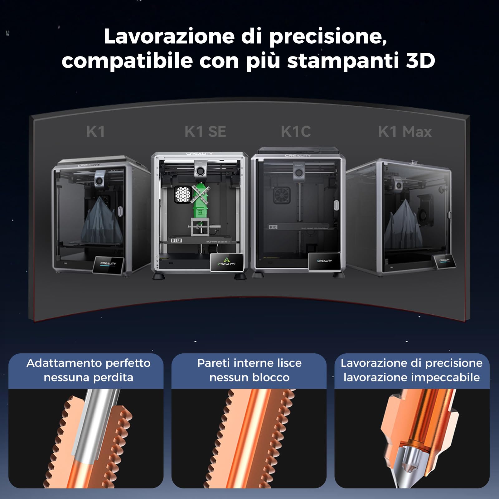 Creality Kit aggiornamento ufficiale Hotend K1 Max/K1 SE/K1C con blocco riscaldante in ceramica, attacco con fibbia, kit ufficiale di ugelli Unicorn Quick-Swap per hotend stampante 3D