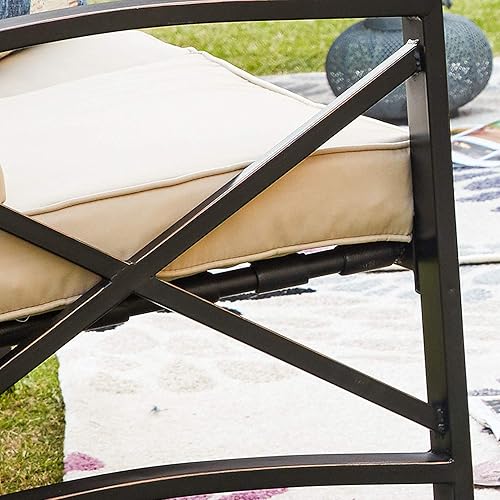 Miniatura 4 de Juego de 2 muebles de patio, muebles de metal seccionales para patio al aire libre, sofá biplaza con cojines, mesa auxiliar para piscina al aire