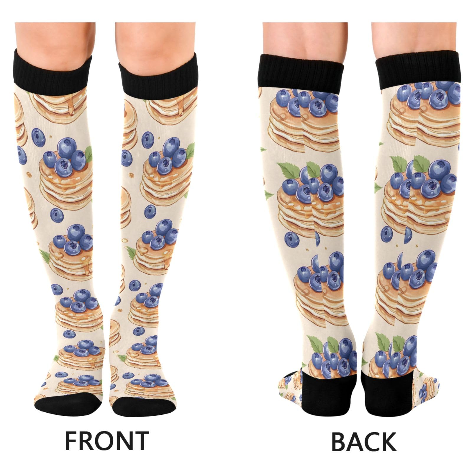 ALAZA Athletic Compression Socks Knee High Socks Stockings for Women Souffle Pattern Running Circulation Sport Football