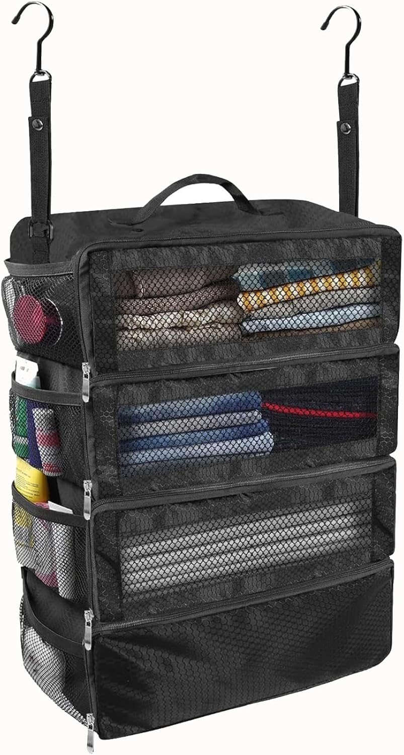 Large Capacity Travel Foldable Multi-Function Clothing Storage Bag Closet Hanging Clothes Organizer, Multi-Layer