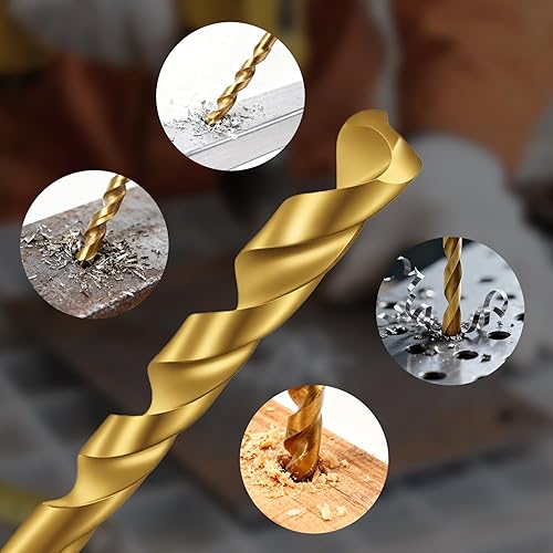 Miniatura 4 de Juego de 13 brocas de vástago hexagonal recubiertas de titanio, brocas de impacto HSS con punto de división de 135 grados, diseño de cambio rápido