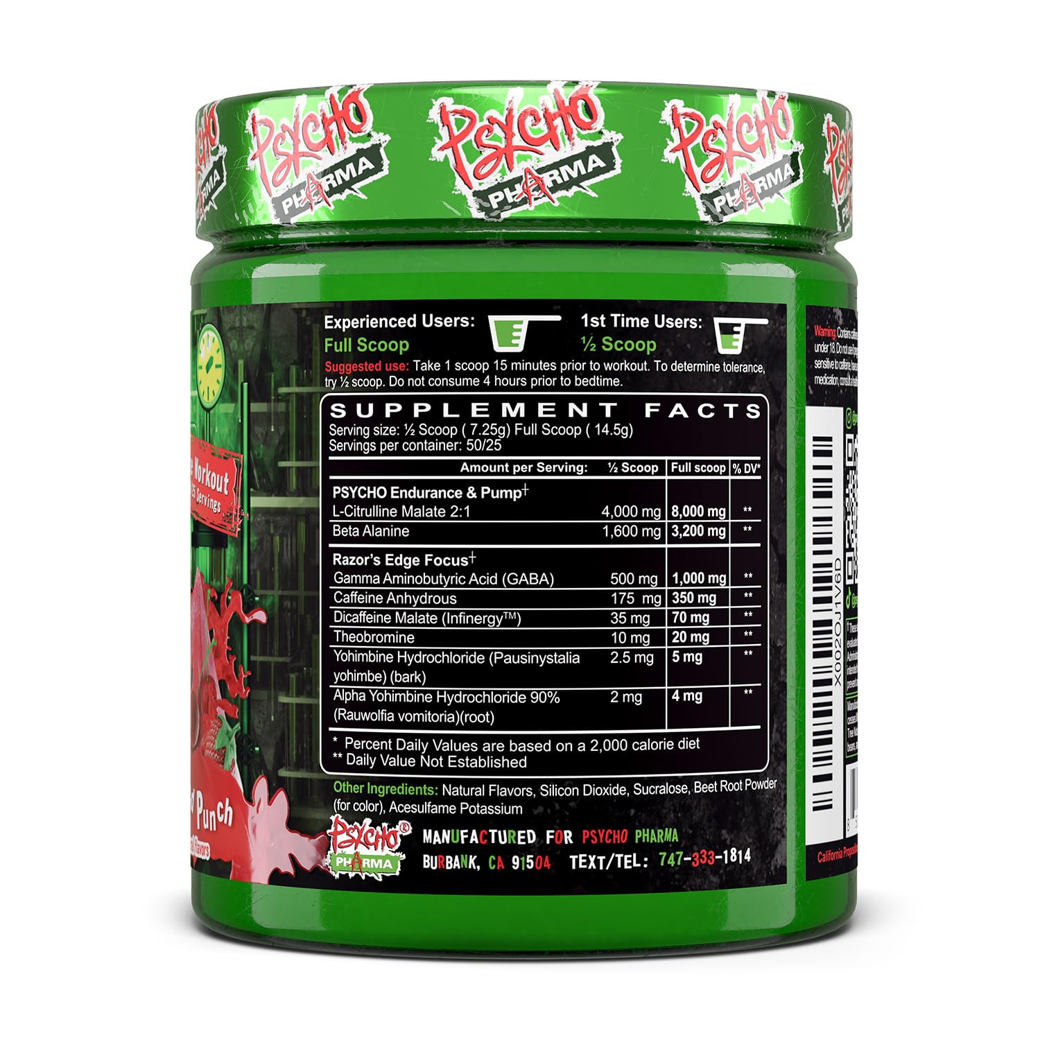 Psycho Pharma Edge of Insanity High-Stim Pre-Workout Powder – Intense Energy, Focus, Strength and Muscle Pumps – Advanced Pre Workout Supplement (Spiked Punch) — Amazon image 8
