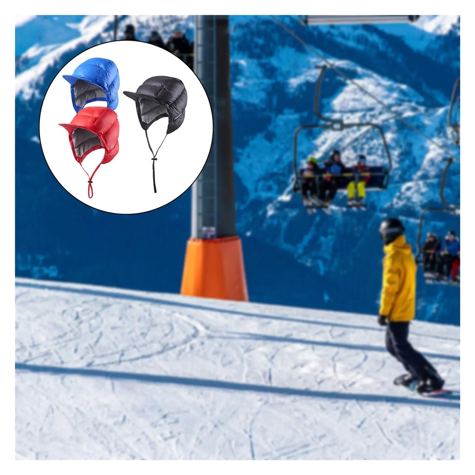 Gorro con Visera de plumón de Pato a Prueba de Viento, Orejeras térmicas Impermeables, Forro Polar cálido, Suave for Ciclismo, Caza, Clima frío, Deportes de Nieve al Aire Libre(Blue)