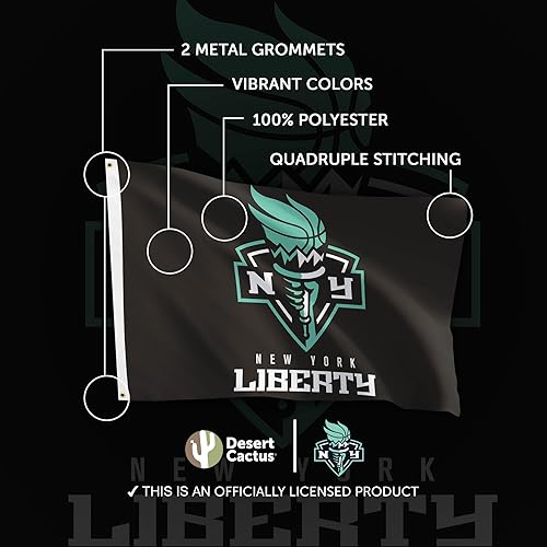 Miniatura 4 de Desert Cactus Bandera de la Libertad de Nueva York NY Team WNBA 100% poliéster para interiores y exteriores 3x5 pies Banderas (negro)