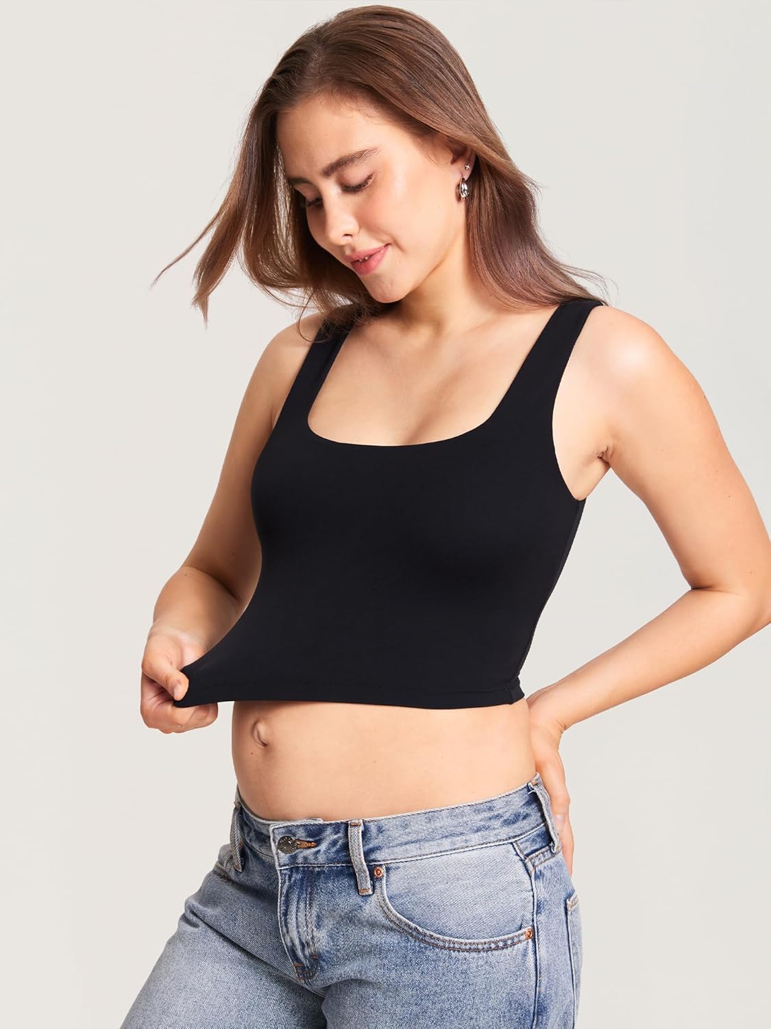 MOMANDA Pumping Bra Longline Square Neck Sleeveless Maternity Workout Tank Tops for Women