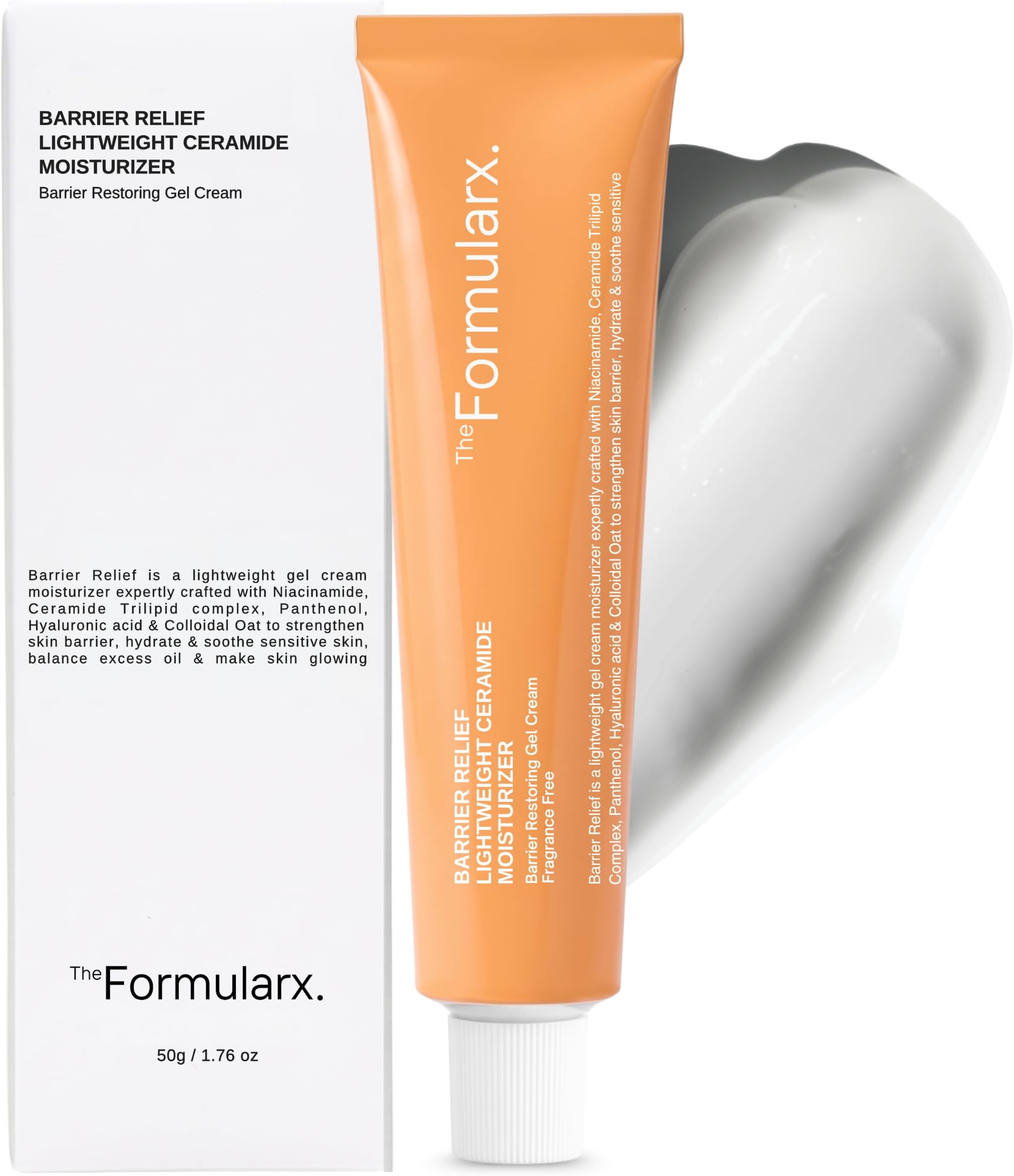 The Formularx Barrier Relief Ceramide Lightweight Moisturizer With Niacinamide & Hyaluronic Acid | For Oily, Combination, Dehydrated, Acne Prone, Sensitive Skin | 50 Gram
