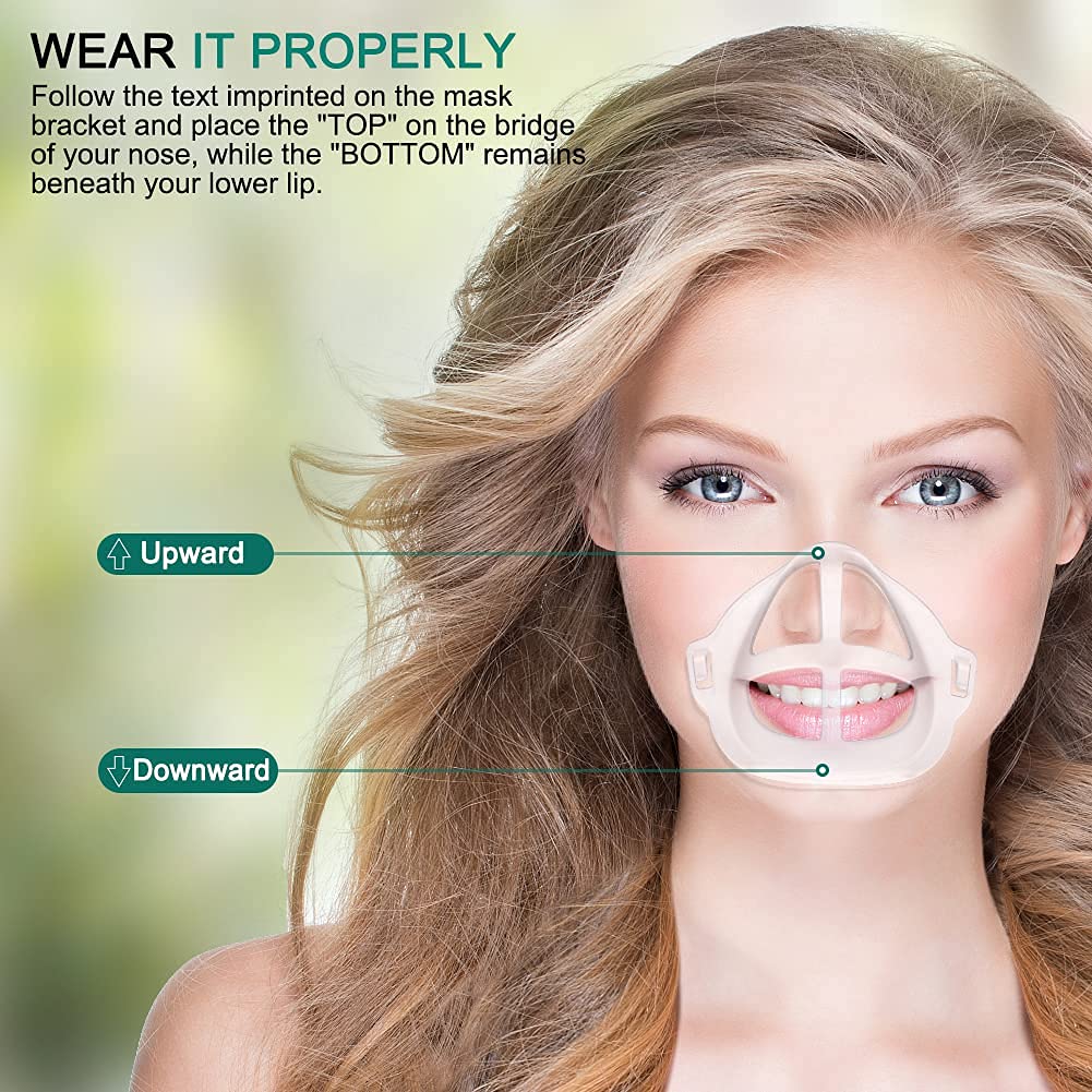 3D Mask Bracket (10Pcs) Face Mask Bracket Inner Support Frame Designed More Space - Plastic Bracket for Comfortable Breathing Protect Lipstick Washable Reusable (Large)