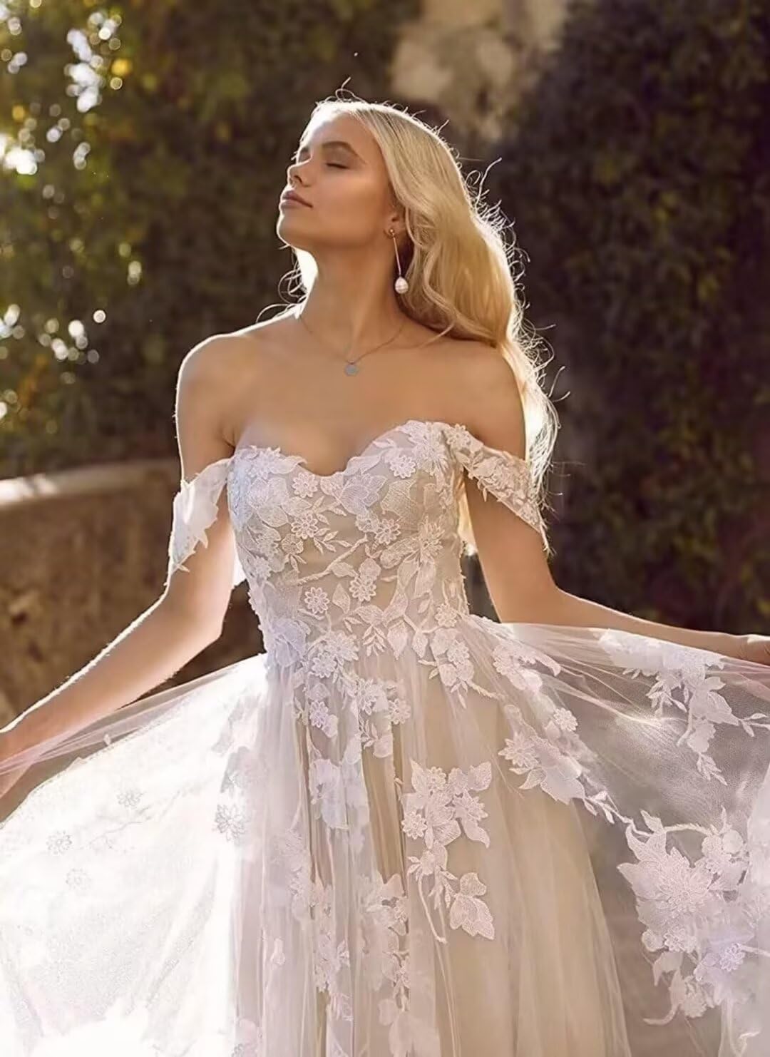 Lace Wedding Dresses for Bride Mermaid V Neck Boho Beach Bridal Gowns with Train ZZX108