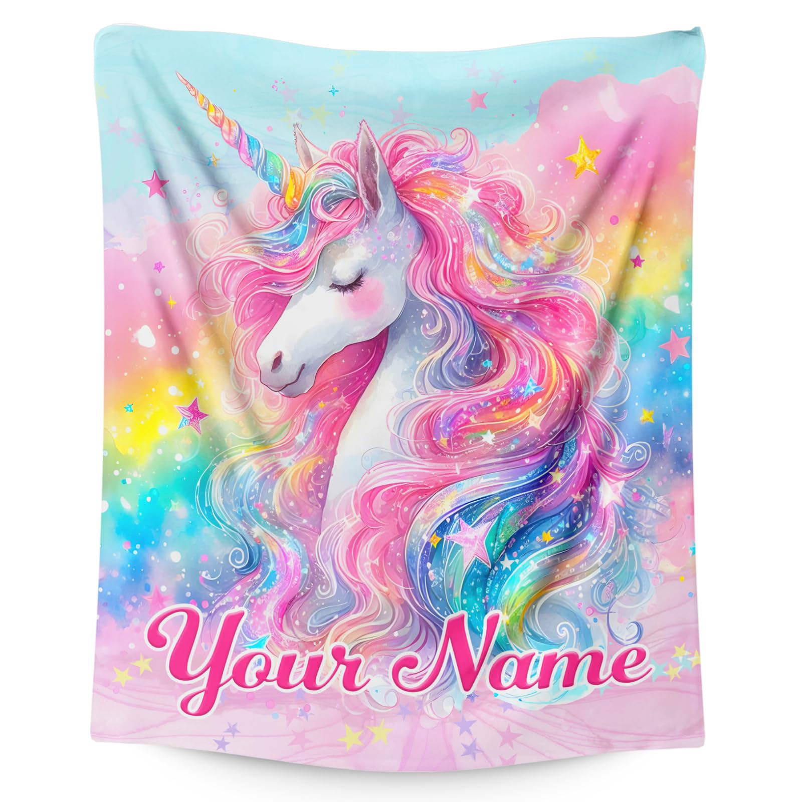 IWANGIFT Girls Unicorn Blanket for Kids Adults Daughter Gift, Personalized Throw Blankets 60"x80" Lightweight Custom Fuzzy Throw for Sofa Couch Bed