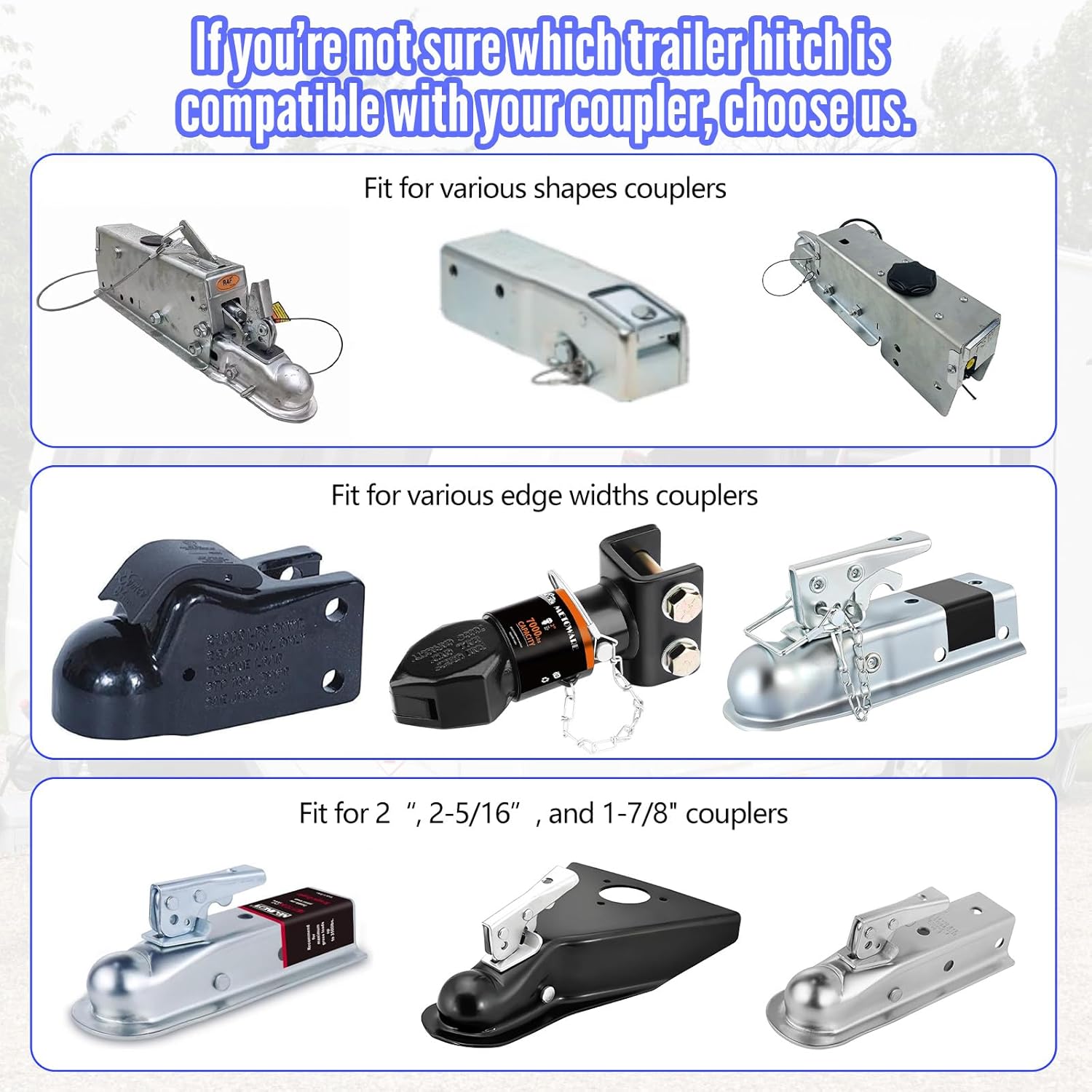 2026 Tlvuvmo Trailer Hitch Lock for 2 5/16" & 2" & 1 7/8" Couplers, Universal Heavy Duty Tongue Locks, Uncuttable Anti -Theft Steel Enclosed Coupler Lock for Trailers, Boat, RV, Camper