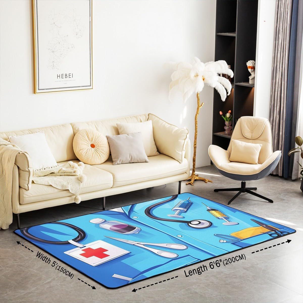 Doctor Nurse Gift Living Room Rugs 3x5 Doctor Gift Area Rug for Kids Teen Physician Nurse Graduation Gift Carpet Runner Non Slip Fashion Blue Decorative Accent Rug Bedroom Decor