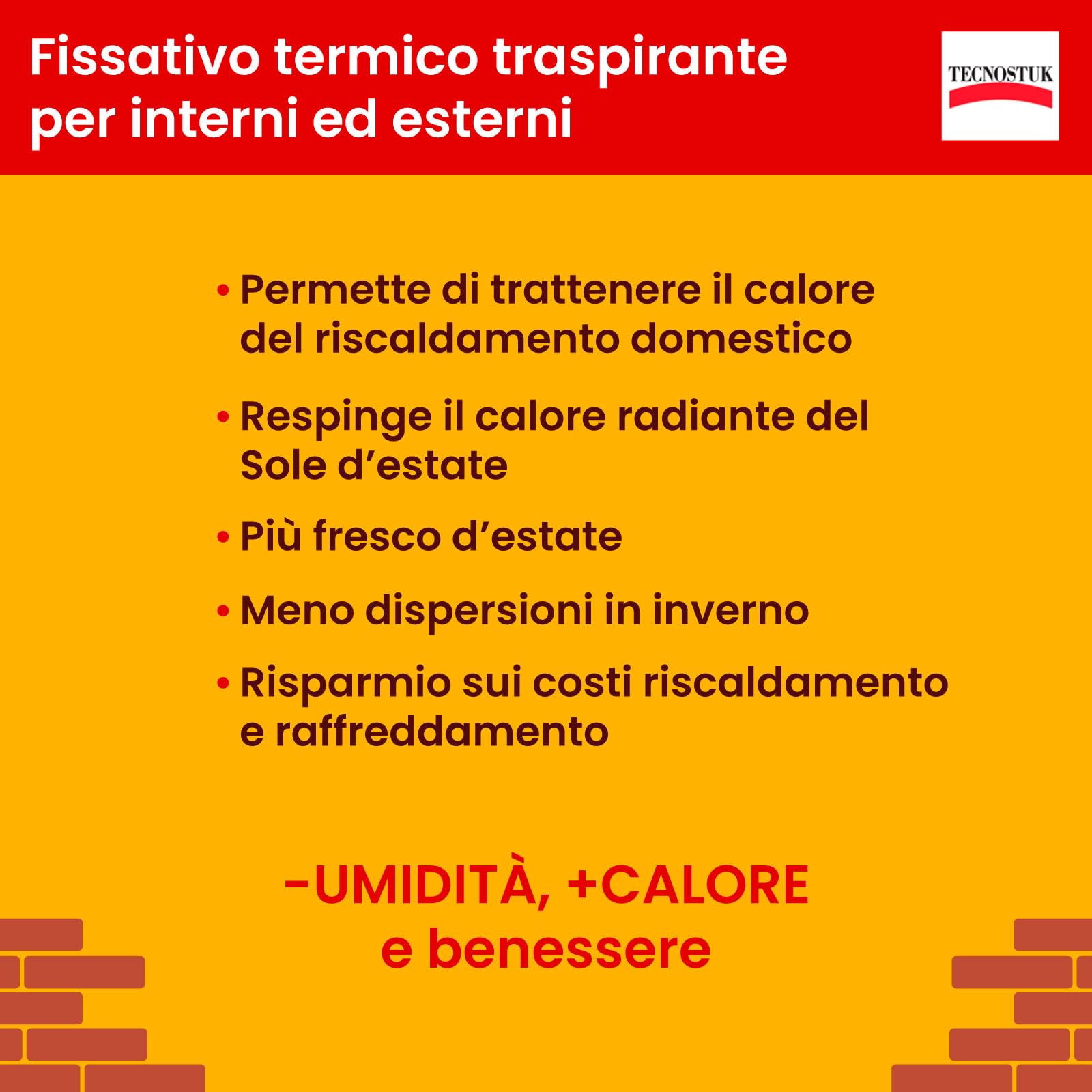Eurocali Kalorfix Tecnostuk lt.5 Fissativo Isolante Termico per Muri Interni ed Esterni Made in Italy - Resina Acrilica in Emulsione con Microsfere di Vetro per Isolare