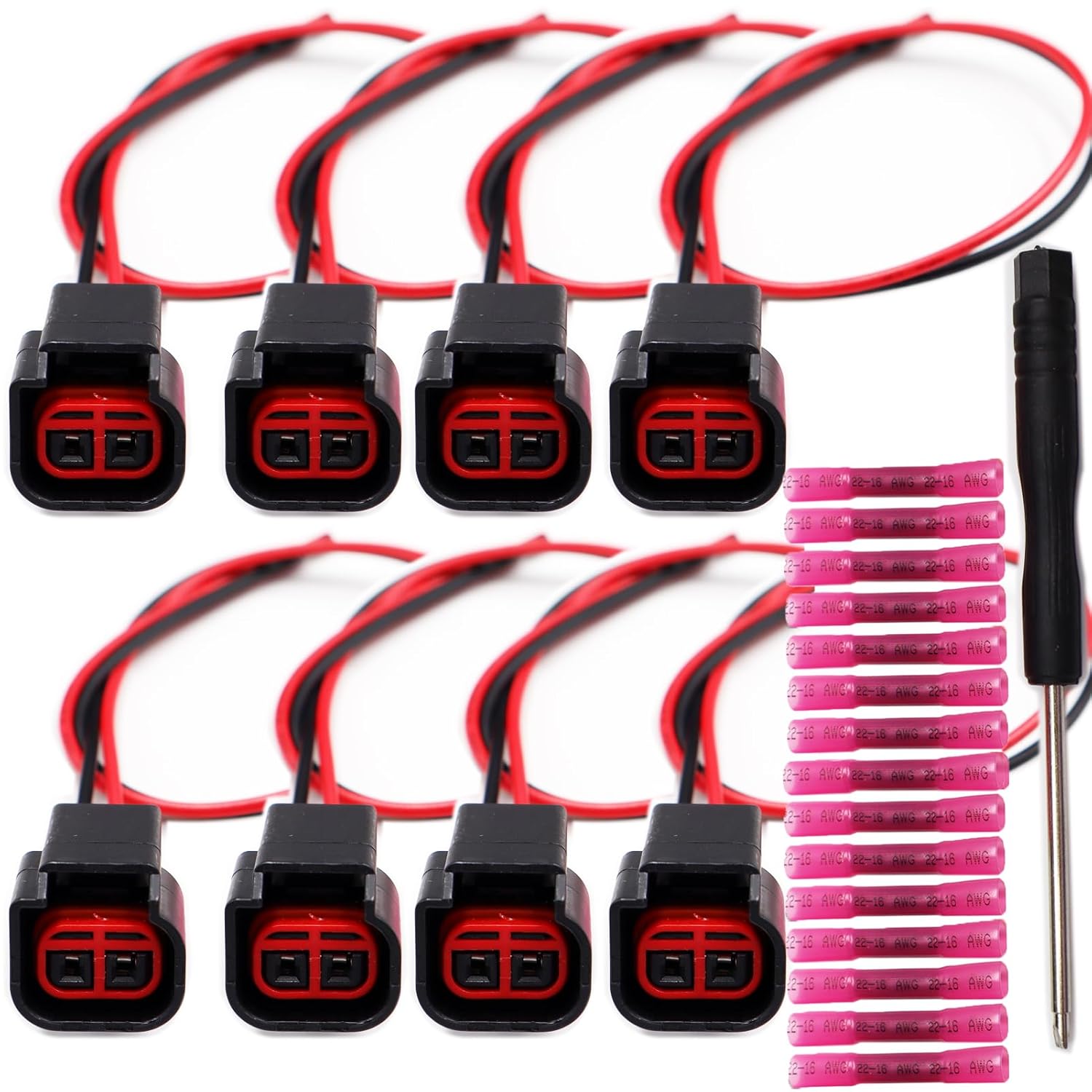 LIZAPUS 8PCS Ignition Coil Connector Pigtail Plug Compatible with Ford Cobra Mustang Triton F Series Lincoln Mazda Mercury Jaguar Mitsubishi Chrysler Dodge Jeep Plug Harness