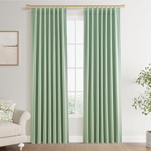 Miniatura 39 de Joywell Cortinas de lino 100% opacas de 45 pulgadas de largo, bolsillo para barra/pestaña trasera, cinturón de gancho/anillos de clip, cortinas de