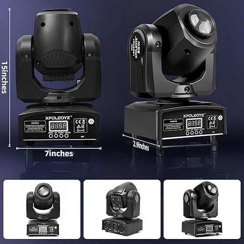 Miniatura 2 de Luces de escenario, luces de cabeza móvil, 8 gobos, 8 colores, 11 canales, 60 W, focos DMX 512 con sonido activado para boda, DJ, fiesta, escenario,