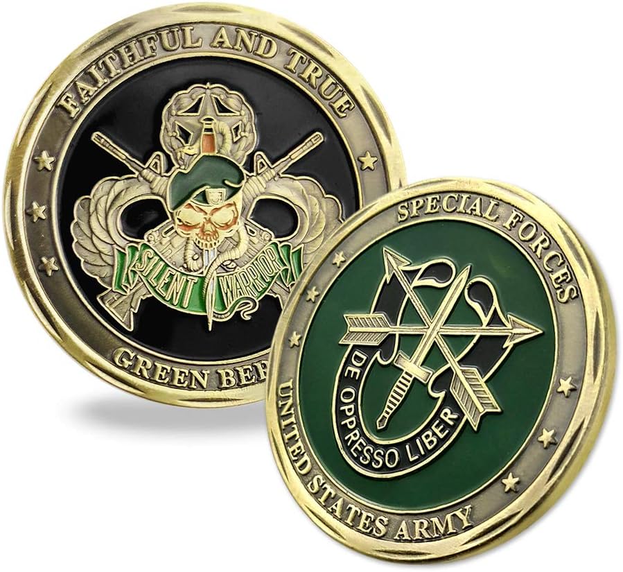 Indeep United States Army Special Forces Challenge Coin Faithful and True Green Beret Coin