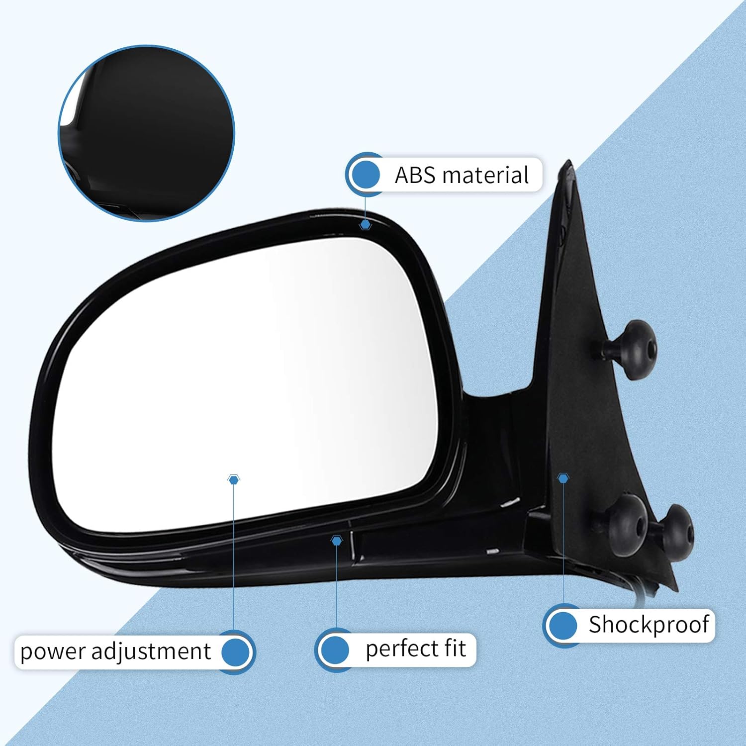 ECCPP Fit for 1997 for Isuzu Hombre 1996-1997 Olds Bravada 1995-1997 for Chevy Blazer S10 for GMC Jimmy S-15 1994-1997 for Chevy S10 Pickup for GMC S-15 Sonoma Left Side Mirror Power Adjustment