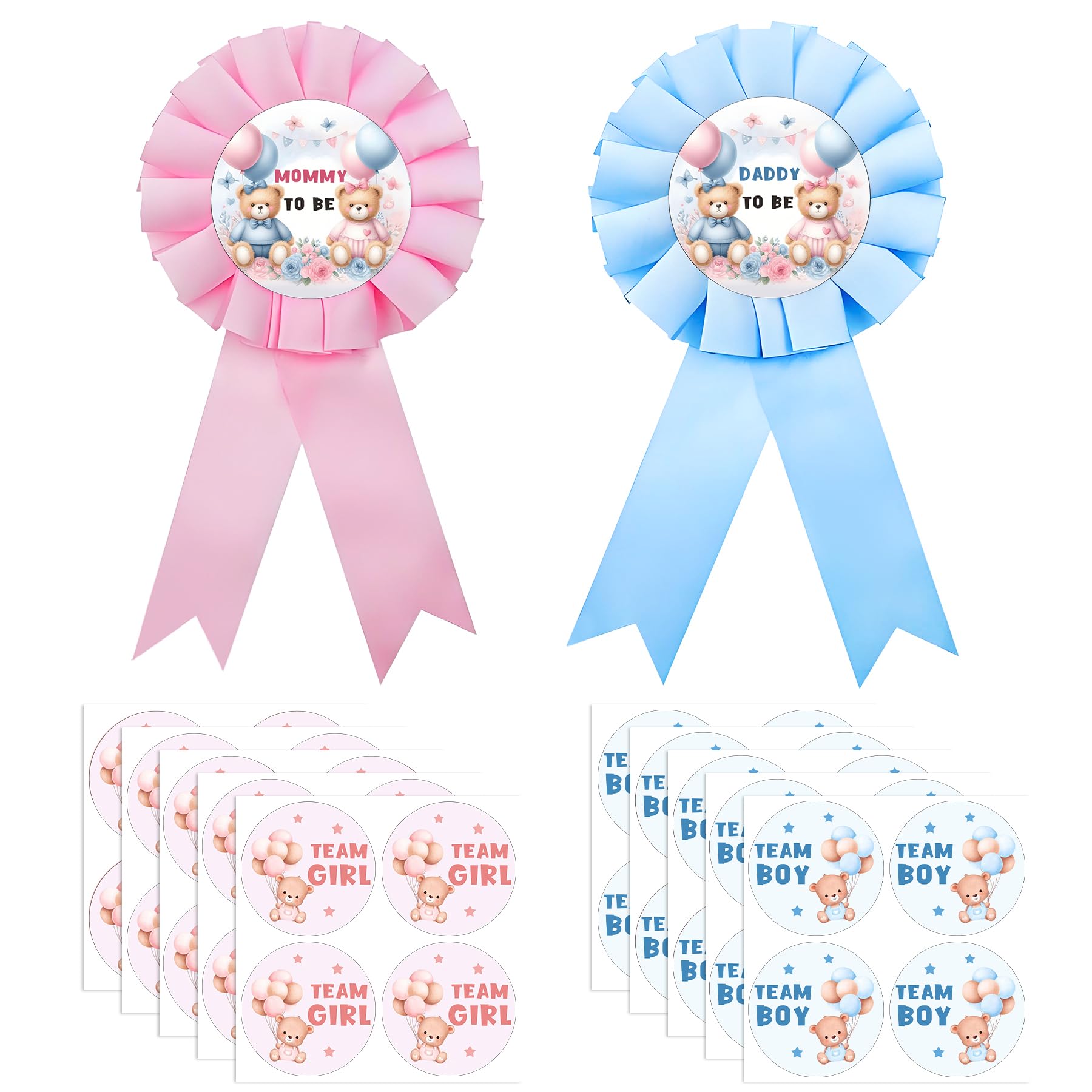 Révélation du sexe de l'ours : animez votre baby shower avec 42 stickers de vote d'équipe