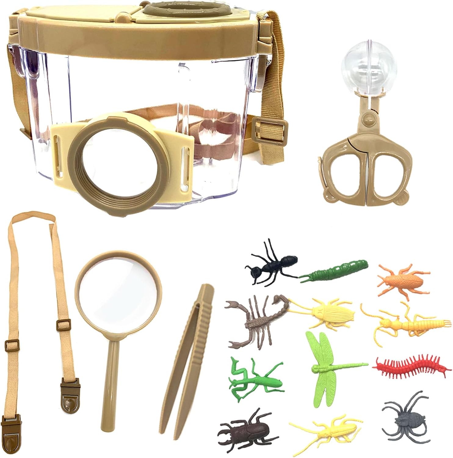 Bug Catcher Kit for Kids, Kids Bug Catching Kits, 16 Pcs Outdoor Nature Explorer Kit, Science Educational Kits with Tweezers, Magnifying Glass for Boys Girls