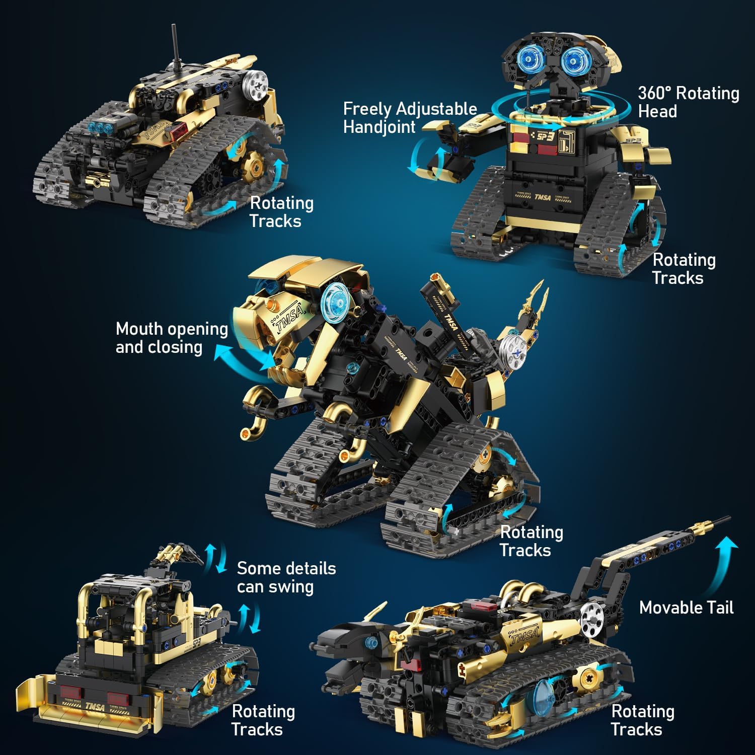 5 in 1 STEM Robot Toy Building Kit, Robot Building Kit with App & Remote Control for Kids Ages 8-14, Coding Robotics Technic Toy Bulldozer Erector for Boys Girls, 695 PCS