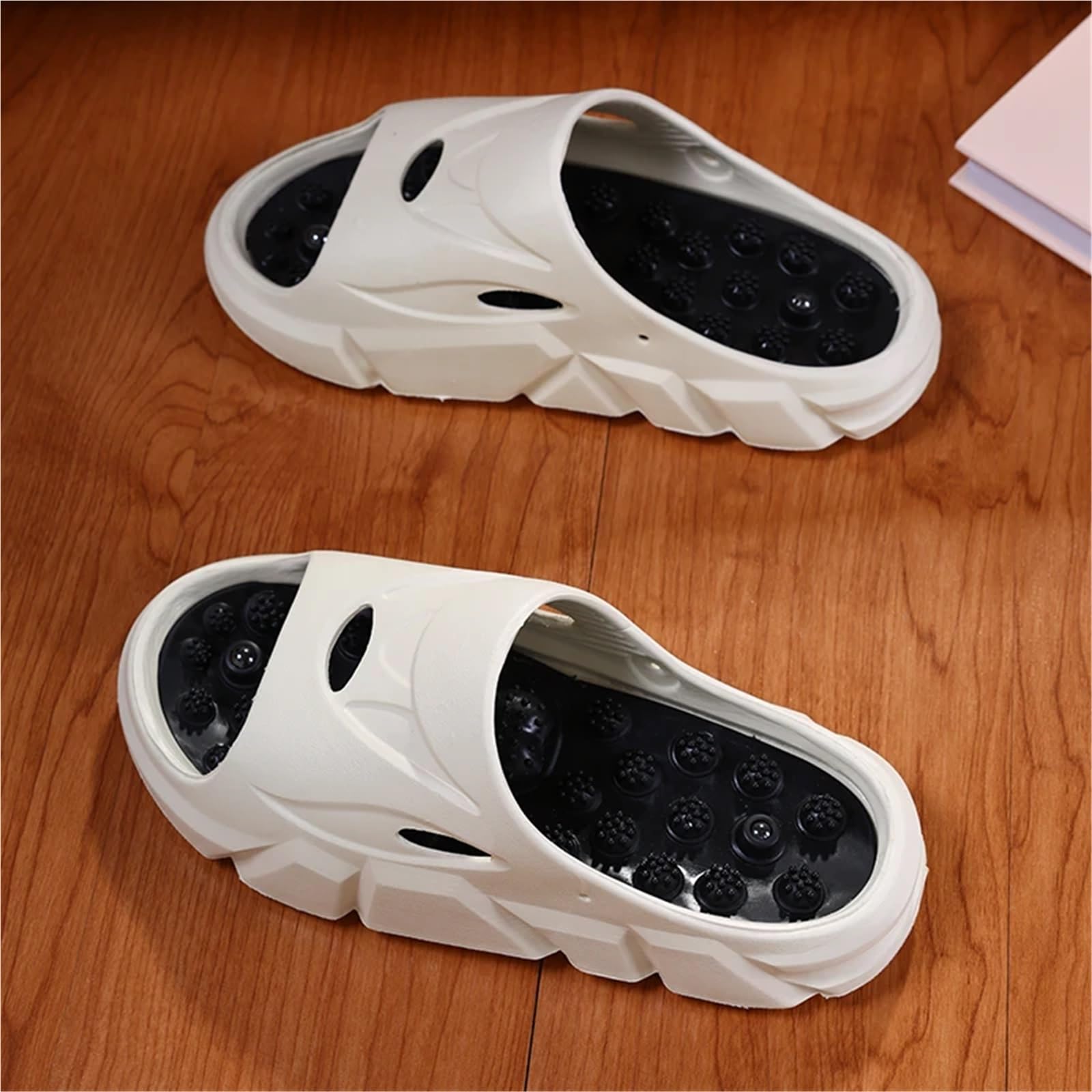 Sommer Männer Massage Hausschuhe Seiten Indoor Outdoor Sandalen Strand Casual Schuhe Weiche Sohle Slides Flip-flops männer(Khaki,41)