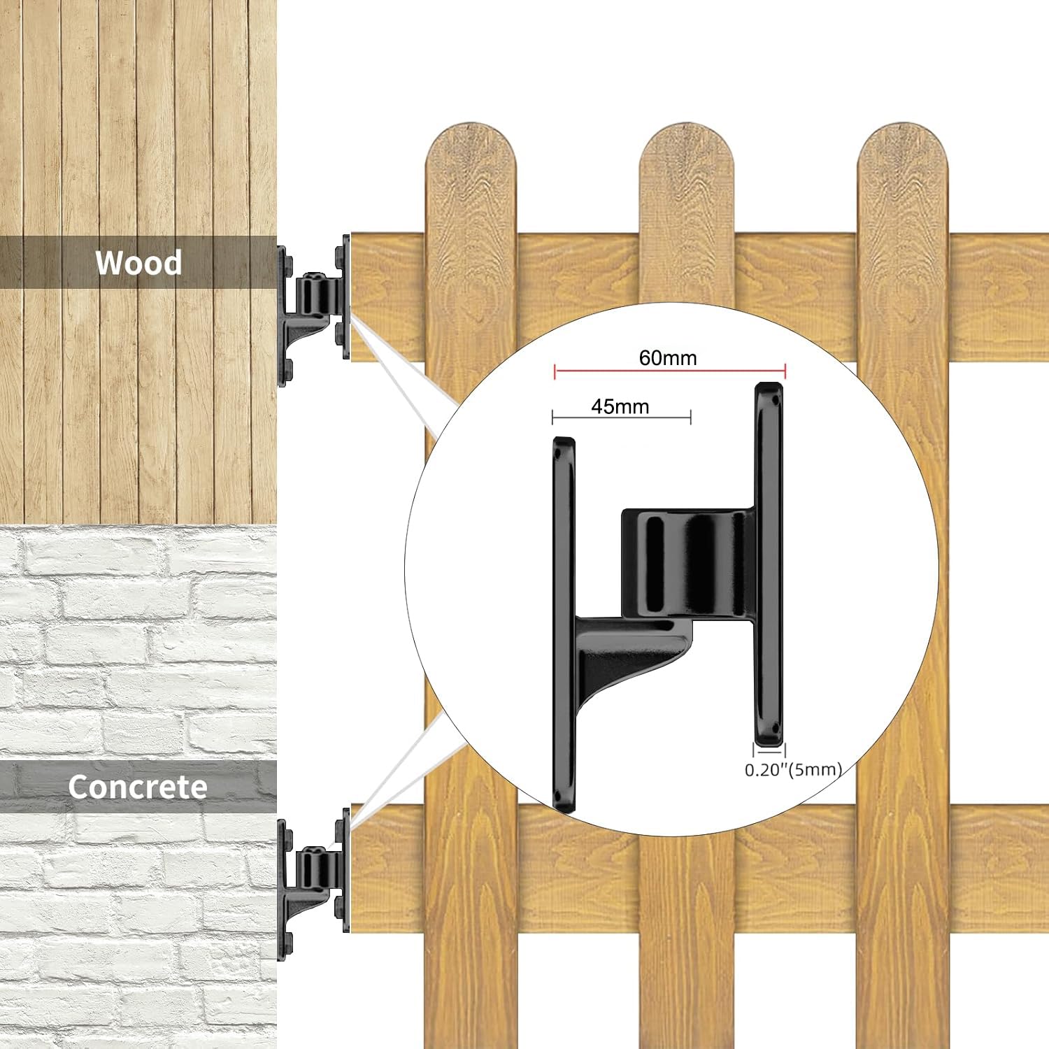 2 Pares Bisagras de puerta de acero inoxidable 304, Bisagra de puerta de montaje en pared, para puertas de granja, vallas de madera, Capacidad 270kg (Negro)