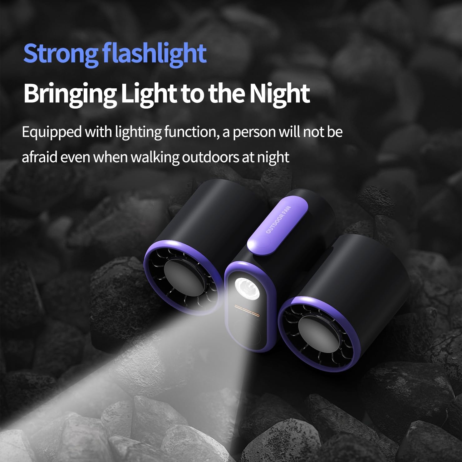 Double Head Hanging Waist Small Fan Cooling Fan, Small Portable Fan, Camping Fan with Lighting, Intelligent Digital Display, Mini Desk Fan for Outdoor Sports, Home, Office, Bedroom (Dark Gray)