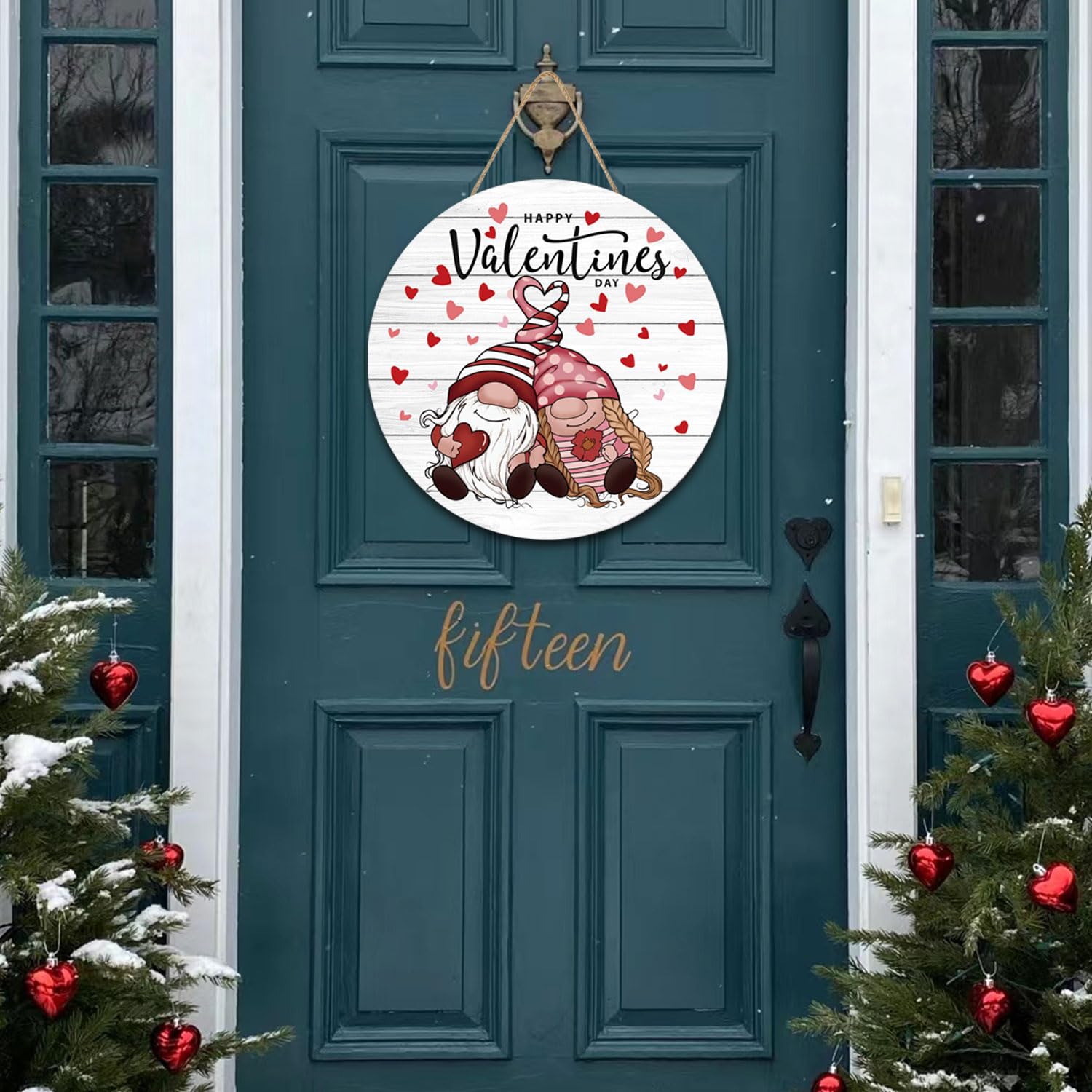 Valentine Wreath for Front Door, Valentines Gnome Door Hanger, Valentines Day Door Decor Door Sign 12 Inch, Happy Valentines Day Wall Decor, Valentine Porch Hanging Decor, Valentines Welcome Sign