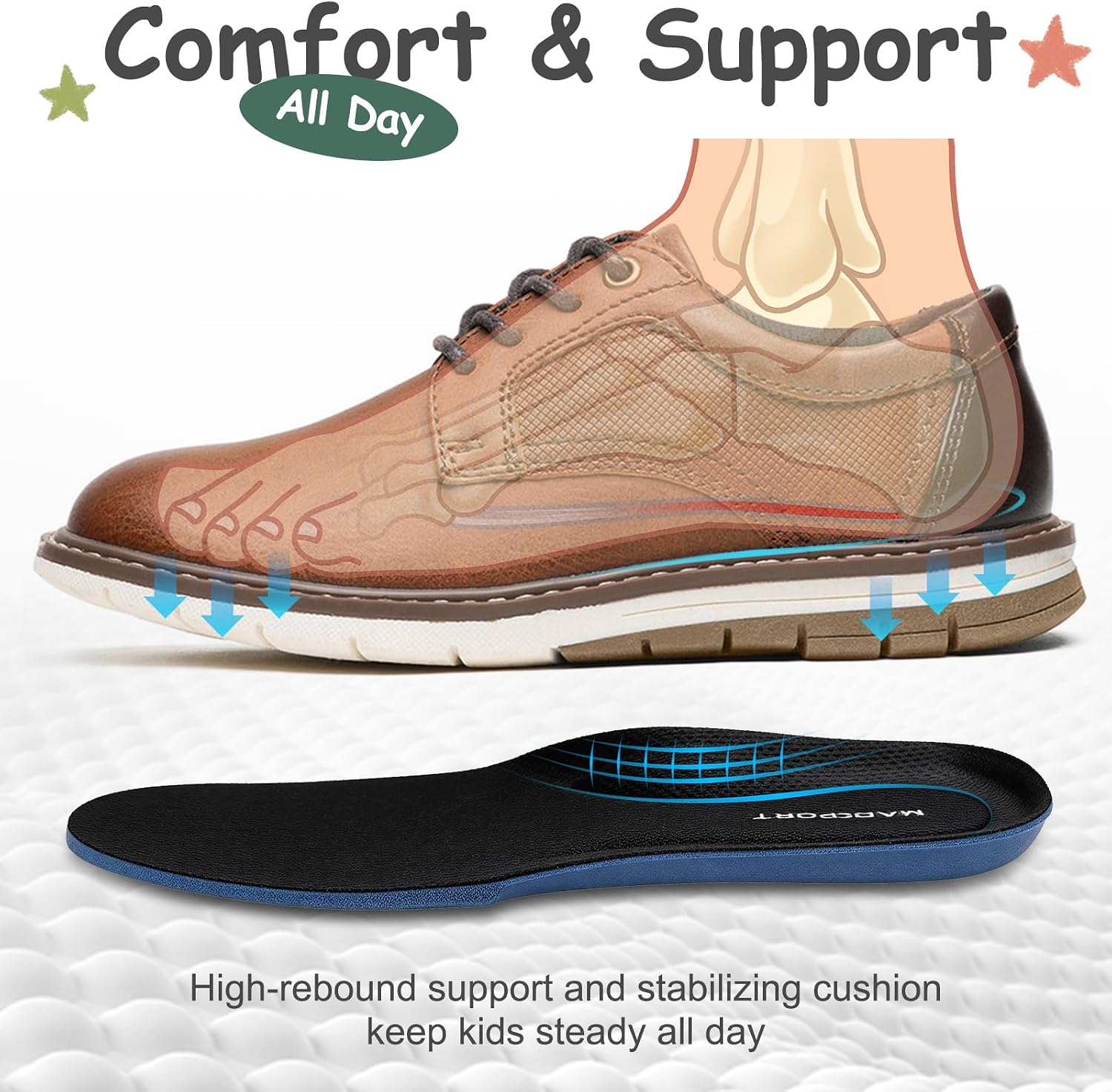 Marcport Boys Casual Oxford Shoes Lace-Up Comfort Dress Shoes