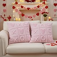 Vista 2 de Juego de 2 fundas de almohada de San Valentín de 16 x 16 pulgadas, decoración del día de San Valentín, fundas de almohada rosas para decoración