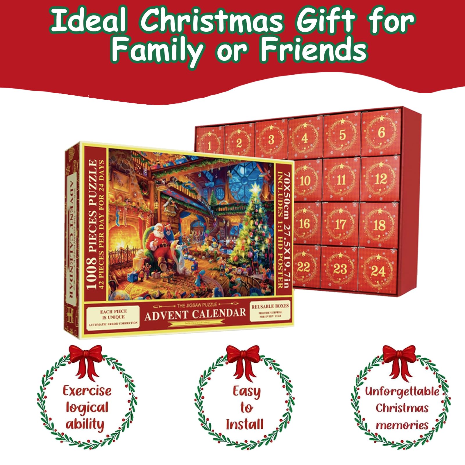 Calendrier De L'Avent Puzzle 2024 - 1008 Pièces En 24 Boîtes - Compte à Rebours Noël Pour Enfants Et Adultes - 8