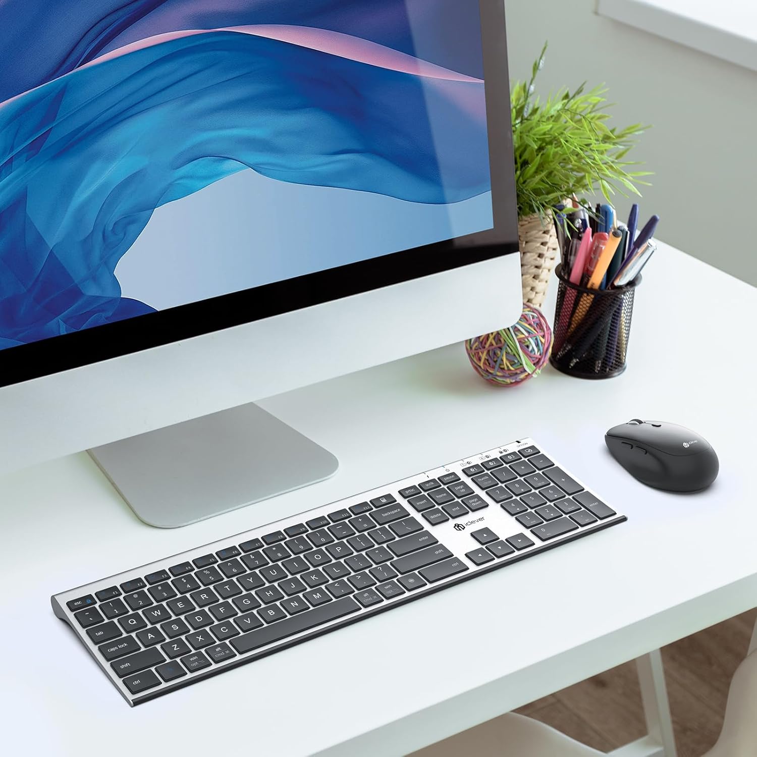 iClever Bluetooth Keyboard and Mouse, Rechargeable Wireless Keyboard and Mouse Combo with Numeric Keypad, Ultra-Slim Full Size Multi-Device Keyboard for Mac, iPad, MacBook, iPhone, Android, Windows