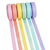 DINDOSAL 6 Rolls Pastel Rainbow Ribbon 3/8