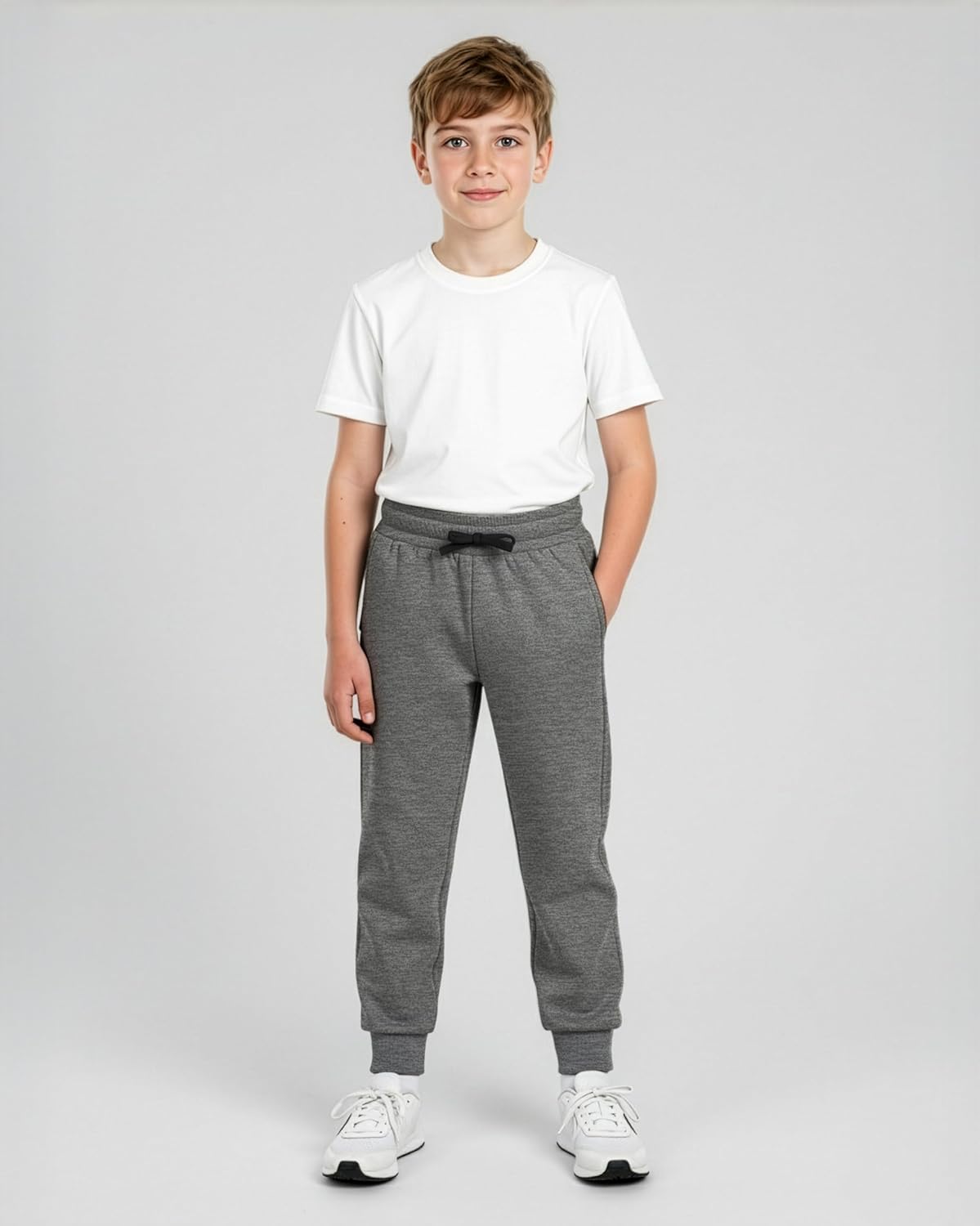 Real Essentials 3 Pack: Boys' Cotton Fleece Jogger Sweatpants - Active Athletic Youth Pants for Teens with Pockets - Image 2