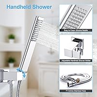 Vista 6 de EMBATHER Sistema de ducha de lluvia, juego completo de grifos de ducha de cromo pulido con cabezal de ducha de lluvia de 10 pulgadas y mano