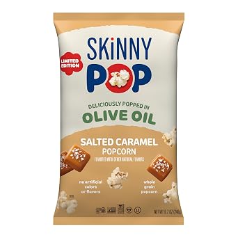 SKINNYPOP Salted Caramel Olive Oil Popcorn Bag, Wole Grain, Dairy-Free Snack, 8.7 oz. Bag