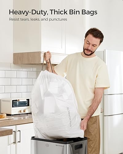 Miniatura 2 de SONGMICS Bolsas de basura para botes de basura de 12-14.5 galones (45-55 litros), bolsas de basura con cordón para cocina, preseparadas, código de