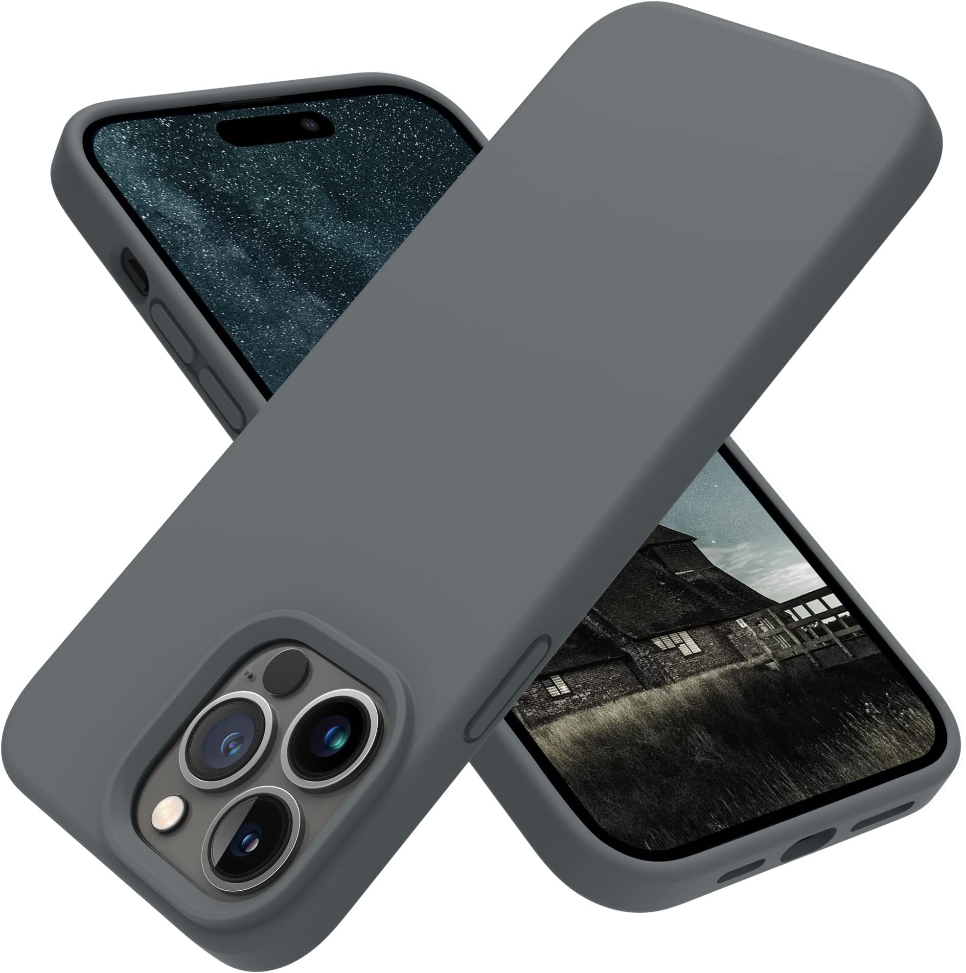 OTOFLY for iPhone 14 Pro Max Case Magnetic Silicone Shockproof Slim Thin Phone Case 6.7 inch (Space Gray)