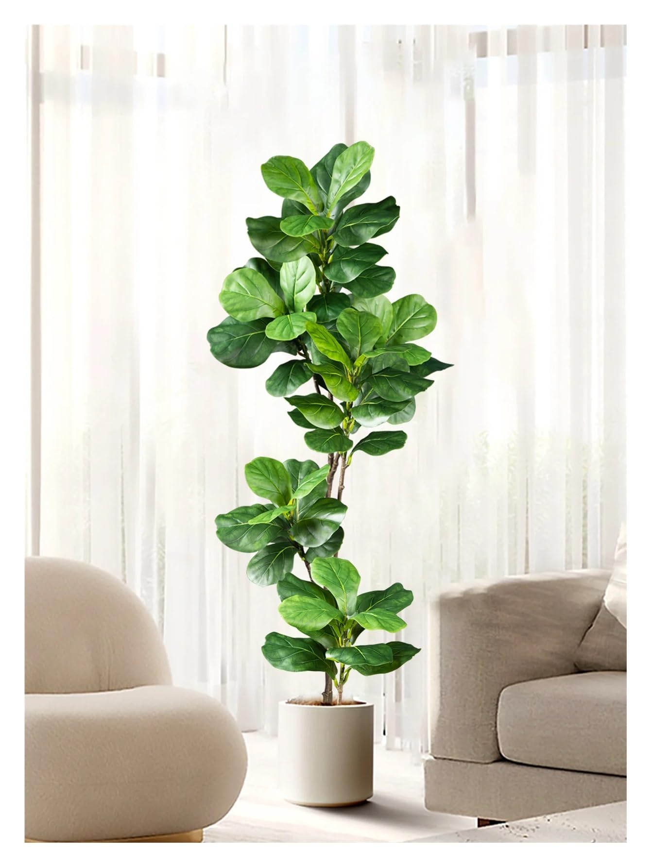 piante artificiali sospese 70-135 cm grande albero di ficus artificiale piante gomma finte ramo foglie violino in plastica for la decorazione interni ed esterni del giardino domestico(70cm and105cm)