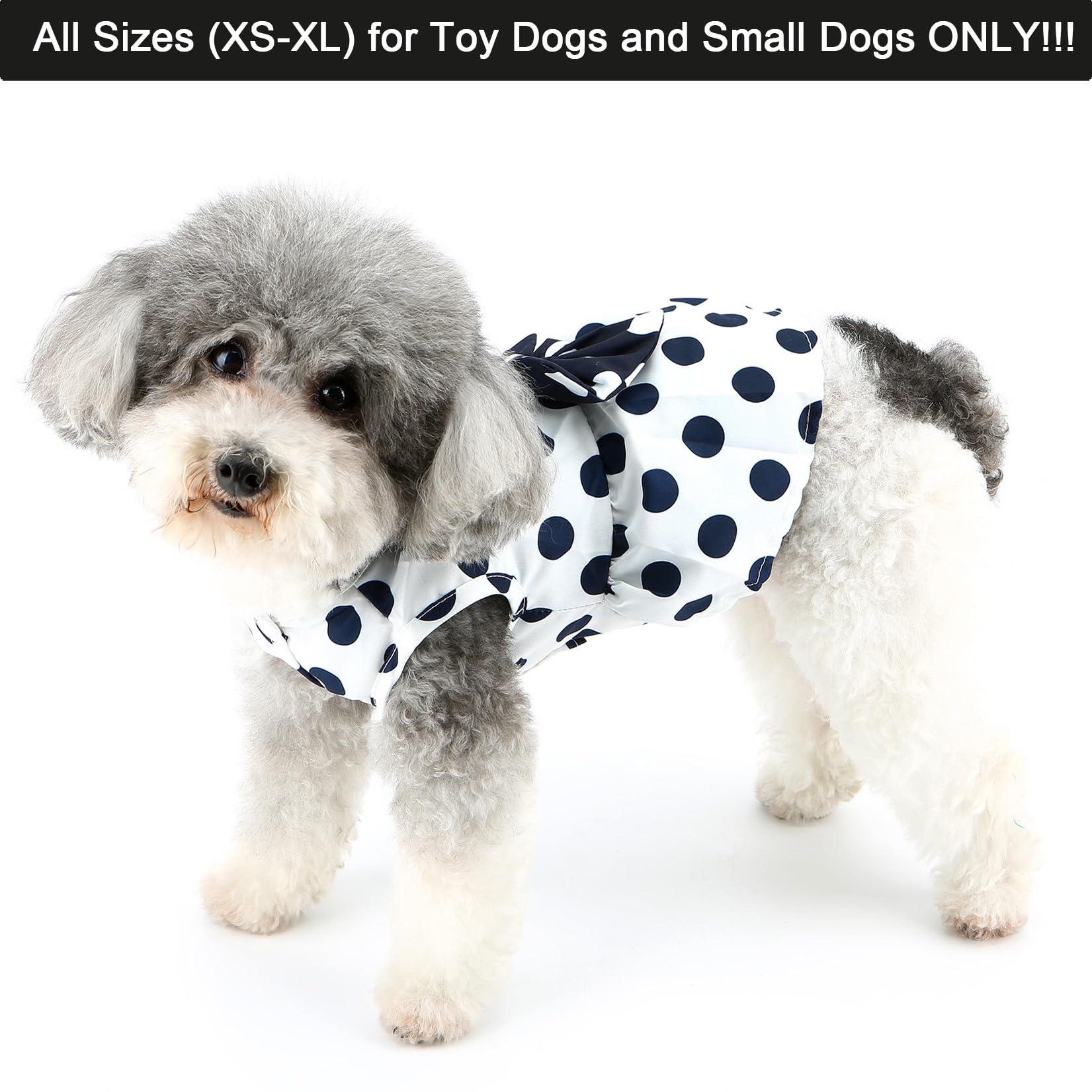 Zunea Polka Dot Dog Dresses for Small Dogs Girl Summer Puppy Clothes Skirt with Leash Ring Cute Female Princess Dress with Bowknot Soft Pet Cat Dress Doggie Chihuahua Apparel White S