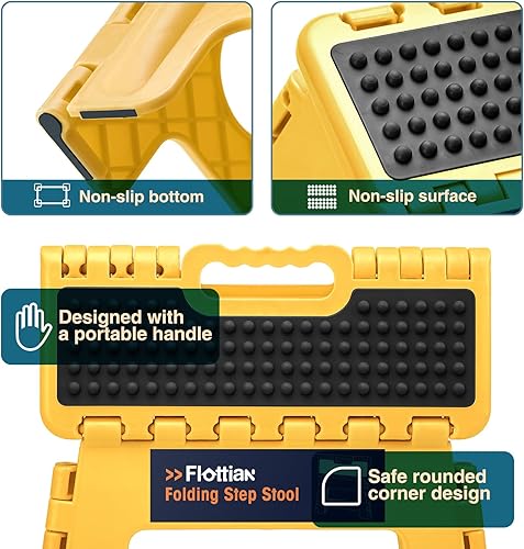 Miniatura 93 de Flottian Taburete plegable de 13 pulgadas para adultos y niños con capacidad para hasta 300 libras, taburetes plegables antideslizantes con asa,